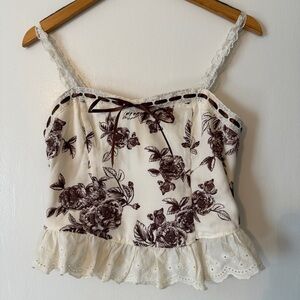 NWT Thirty Thirty Lace camisole top eyelet women M floral